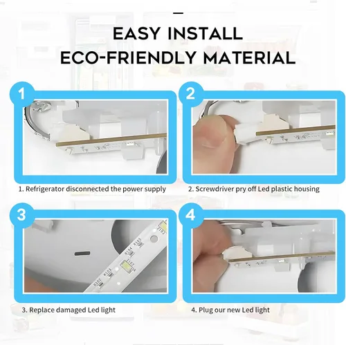 Vista 7 de Nueva placa de luz LED WR55X26671 mejorada para refrigeradores con congelador GE, impermeable, 3 piezas, 1 año de garantía