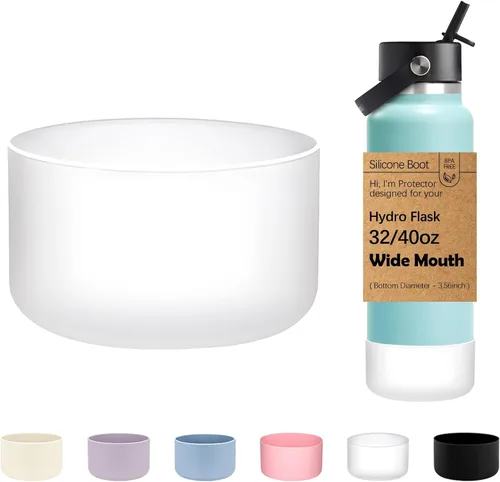 Vista 43 de WK IEASON Base protectora de silicona para botellas Hydro Flask de 12 a 24 onzas de ancho y boca estándar, funda antideslizante para accesorios de 2