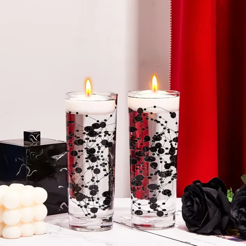 Vista 6 de Tondiamo 24 piezas de perlas artificiales para velas flotantes, perlas de imitación, guirnalda de cuentas, decoración de centro de mesa para Negro