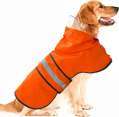 Vista 32 de Impermeable para Perros Resistente al Agua Reflectante - Poncho Ligero Transpirable con Capucha Abrigo Chaqueta de Lluvia con Correa Ajustable