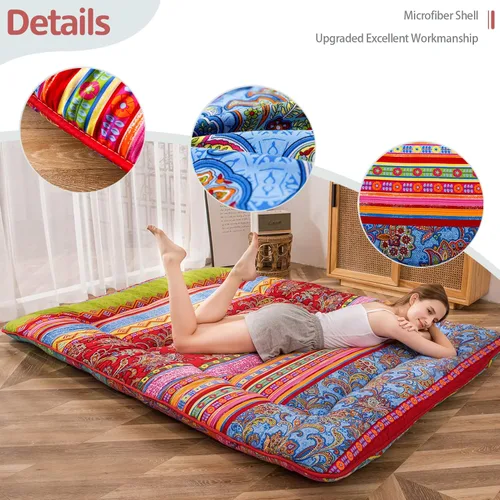 Vista 243 de Colchón futón japonés de piso gris constelación, de piso tatami, portátil, para acampar, para niños, sofá cama plegable enrollable con protector
