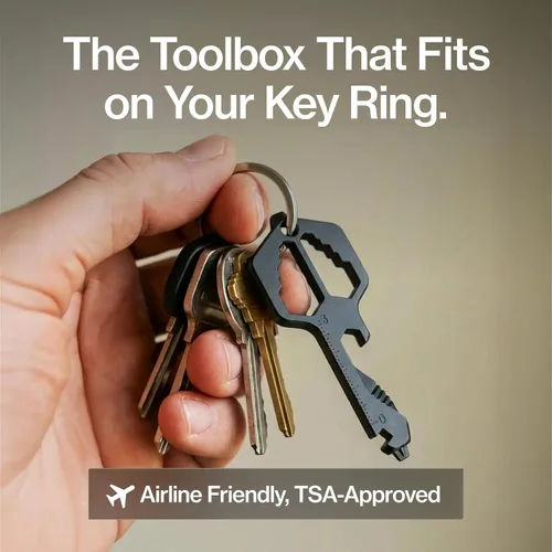 Vista 6 de KeySmart Multitool Pro - Llavero multifunción 18 en 1 con forma de llave, bolsillo para herramientas, llavero multiherramienta para abrebotellas