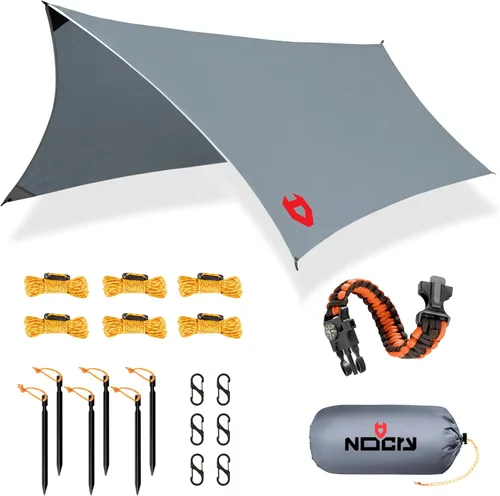 Vista 11 de Rain Fly EVOLUTION - Cubierta impermeable para hamaca o para tienda de campaña o acampada de 12 x 10 o 10 x 10, con brazalete de supervivencia