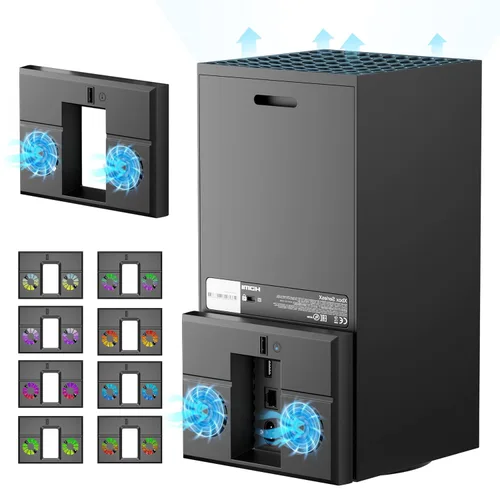 Vertical Cooling Fan for Xbox Series X, Wiilkac Dual Fans Cooling System for Xbox Series X with External USB Port and RGB Color LED Light, Upgraded