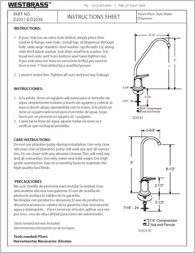 Vista 5 de Westbrass D2031-NL-12 Grifo dispensador de agua fría pura estilo Touch-Flo, bronce aceitado