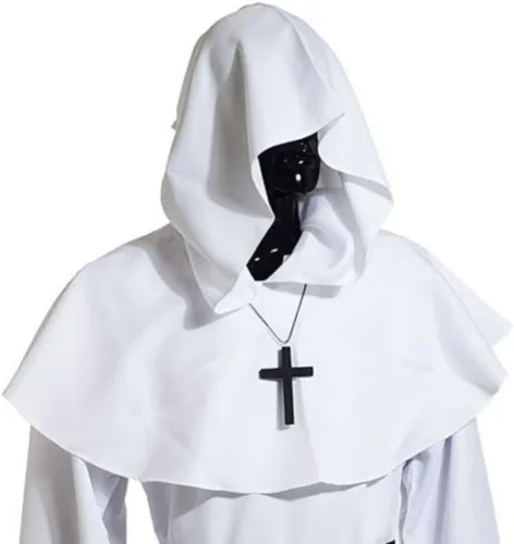 Vista 3 de GOLDSTITCH - Disfraz de monje renacentista con capucha, fraile, disfraz medieval para hacer cosplay