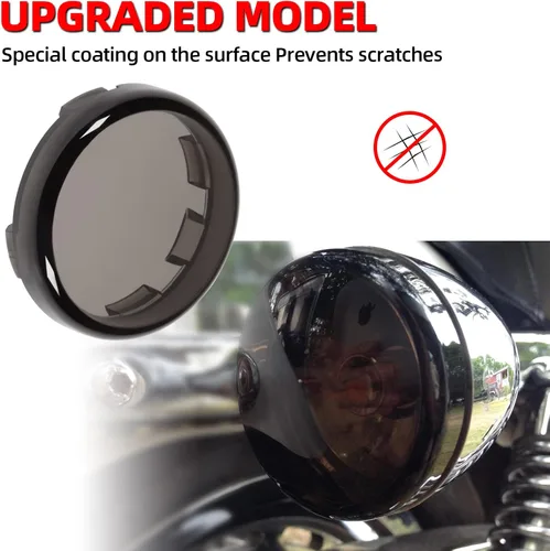 Vista 2 de Amazicha Cubierta de lente de luz de señal de giro de bala ahumada, lentes antiarañazos mejoradas compatibles con Harley Davidson Sportster