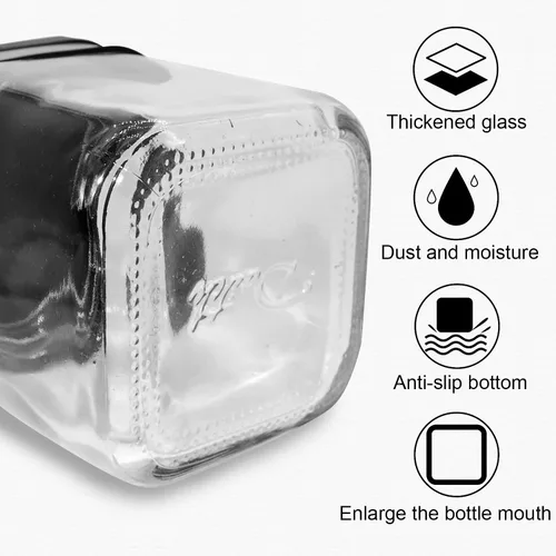 Vista 4 de V-Shine Contenedor de especias para condimentos con tapas y cucharas de acero inoxidable 304, recipientes de vidrio transparente para condimentos