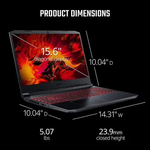 Vista 4 de Acer Nitro 5, Intel Core i5-10300H, NVIDIA GeForce RTX 3050, pantalla Full HD IPS de 144 Hz de 15.6 pulgadas, Killer Ethernet E2600, WiFi 6, DTS X