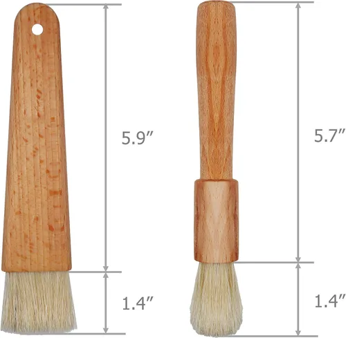 Vista 7 de EIKS 2 juegos de cerdas naturales con mango de madera cepillos de pastelería para untar mantequilla aceite barbacoa hornear cocina cocina