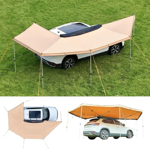 Vista 15 de VEVOR - Toldo para vehículo 4.6 x 6.6 pies extraíble, para sol, UV50+, PU3000mm, retráctil, resistente a la intemperie, toldo lateral 4x4 para SUV
