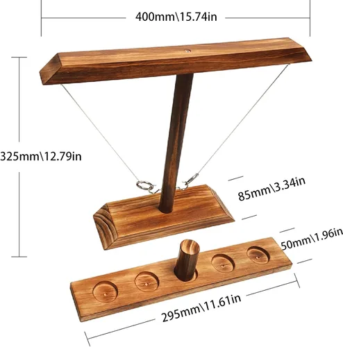 Vista 2 de Ring Toss Games for Adults, Fast-Paced Interactive Toss Games with Shot Ladder Bundle, Outdoor Indoor Handmade Wooden Hook and Ring Game for Bars