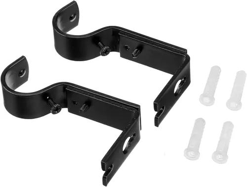 Vista 3 de Amazon Basics Ganchos Ajustables para Soporte de Pared de Barra de Cortina, Juego de 2, Negro