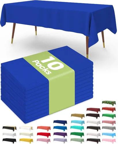 Vista 30 de Pureegg - Juego de 10 manteles de plástico desechables redondos de 84 pulgadas, para fiestas, picnics, bodas, manteles decorativos, redondos, Blanco