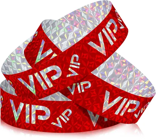 Vista 21 de Teling Paquete de 500 pulseras VIP de plástico para fiestas, pulseras de plástico personalizadas para eventos, pulseras resistentes al rasgado