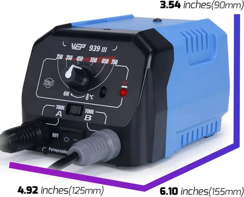 Vista 3 de Kit de combustión de madera WEP 939-III de doble pluma 34-en-1 con 20 puntas de quema de madera, pluma de pirografía de agarre suave con 2