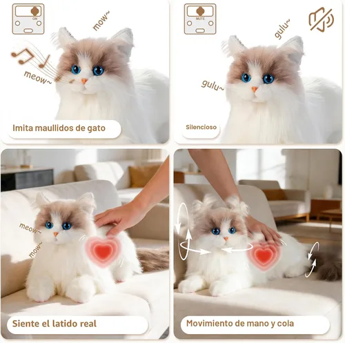 Vista 4 de Chongker Animal de peluche interactivo de gato robot de 24.8 pulgadas para Orange_pro