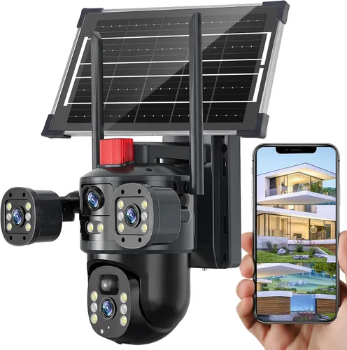 Vista 16 de KEPEAK Solar Security Camera Outdoor Wireless, Dual Lens PTZ WiFi Camera 2.4G, IP66 Outdoor Camera with Three-View Display