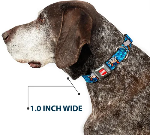Vista 6 de Collar de perro hebilla de cinturón de seguridad Kawaii Thor Poses Hammer Monogram Blues 9 a 15 pulgadas 1.0 pulgadas de ancho, DC-WTH014-S