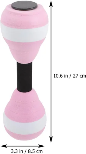 Vista 2 de Mancuernas de ejercicio acuático, 1 par de mancuernas aeróbicas de resistencia para piscina, mancuernas flotantes de EVA para nadar (rosa)