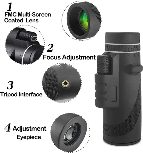 Vista 6 de Monocular Telescope, 12X50 Monocular High Power Monocular Scope for Bird Watching Traveling Concert Sports Game with Phone Adapter Tripod