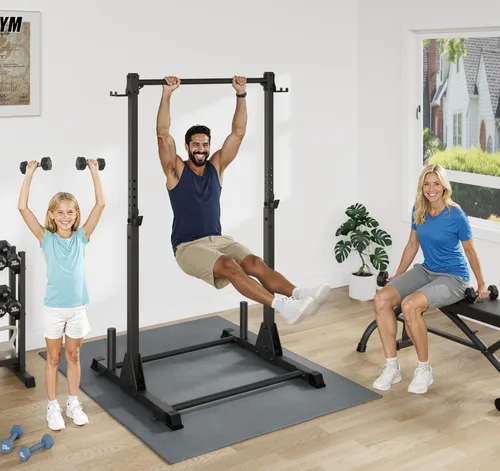 Vista 2 de Jusgym Pull Up Station, Strength Training Workout Pull Up Bar Free Standing for Home Gym, Adjustable Heavy Duty Pullup Bar Station Outdoor/Indoor