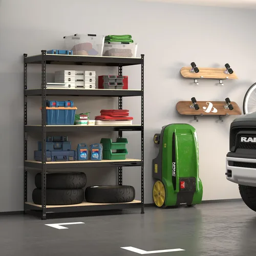 Vista 7 de PrimeZone Estantes de Almacenamiento para Garaje de Servicio Pesado Ajustables de 5 Niveles - 47" An x 18" Pr x 71" Al, Unidad de Estante de Rack