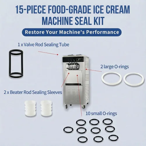 Vista 4 de Piezas de máquina de helado de servicio suave, kit de repuesto de 15 piezas con juntas y juntas tóricas para accesorios de helados Vevor y YIKAFU