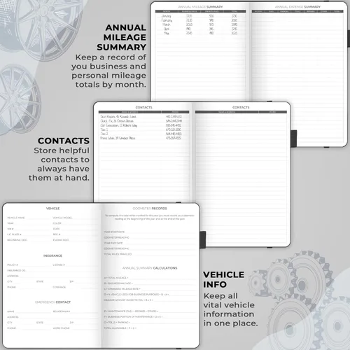 Vista 4 de Clever Fox Libro de registro de kilometraje automático - Cuaderno de registro de vehículos con kilometraje, gastos, consumo de gas y rastreadores