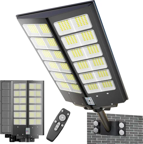 Luz de calle solar de 9000 W, luces solares de calle al aire libre 120000 LM, luz de estacionamiento comercial 7000 K, luces de inundación para