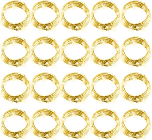 Vista 8 de Hortsun 20 Packs Fairy Lights Battery Operated 3 Speed Modes, 7 Ft/ 2 M 20 LED Battery String Mini Waterproof Wire Twinkle Lights Bulk for Wedding