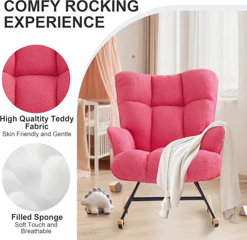 Vista 5 de Zedachica Mecedora para cuarto de bebé, mecedora de peluche, mecedora de peluche, mecedora de guardería, mecedoras de enfermería para sala de estar