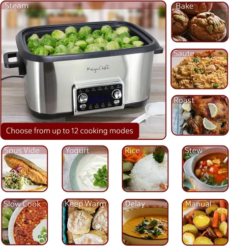 Vista 7 de MegaChef Cocina múltiple programable 12 en 1 de lujo de 8 cuartos de galón con Sous Vide y multifunción, pantalla digital, temperatura y tiempo