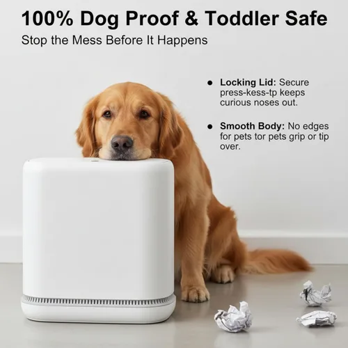 Vista 3 de MOPALL Cubo de basura a prueba de perros con tapa, cubo de basura delgado de baño de 3.3 galones con cubo interior, se adapta a bolsas estándar de 4