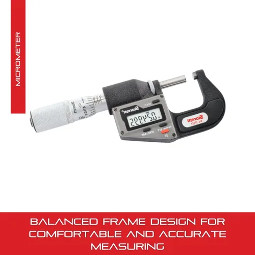 Vista 3 de Starrett Micrómetro electrónico métrico/métrico sin salida – dedal de fricción de una pieza, apagado automático, rango de 0-1 pulgada, resolución