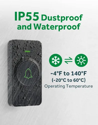 Vista 3 de AVANTEK Timbre de Puerta Inalámbrico, CB-12 Mini Timbre Musical Impermeable que Funciona a 1000 Pies con 52 Melodías, 5 Niveles de Volumen y Flash