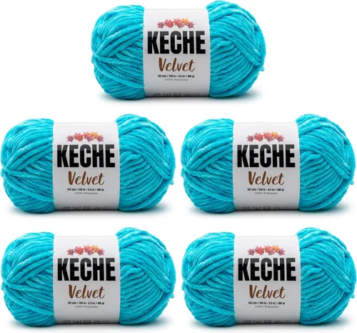 Vista 68 de Keche Hilo de terciopelo para ganchillo, manta de felpilla suave, voluminosa, hilo amigurumi, 3.53 oz (132 yardas), color azul bebé