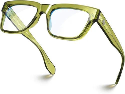 Vista 16 de VISOONE - Lentes cuadrados TR90 con bloqueo de luz azul, elegantes anteojos de computadora para mujeres y hombres; Randi