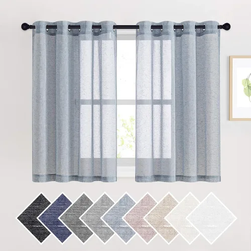 Vista 154 de NICETOWN Cortinas semitraslúcidas para ventana de cocina con ojales, 29 pulgadas de ancho x 24 pulgadas de largo, color blanco, cortinas