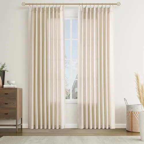Vista 30 de Joywell Cortinas plisadas de lino de 84 pulgadas de largo, con ojales de clip y pestaña trasera, cortinas semitransparentes para filtrar la luz