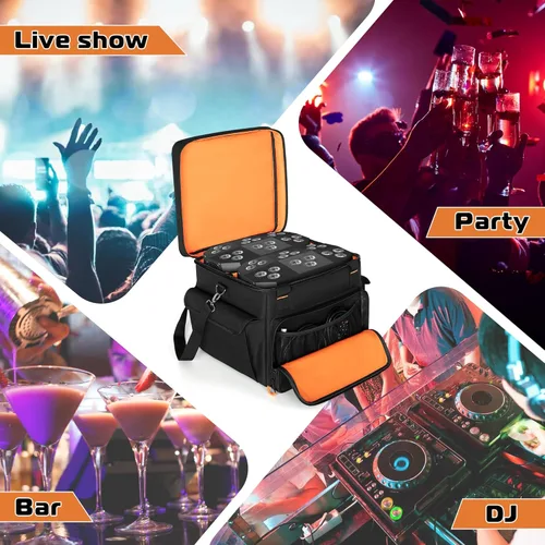 Vista 6 de LUXJA Bolsa acolchada para 2 luces de efecto o luces de cabeza móvil, bolsa de luz de efecto con divisor interior y bolsillos para accesorios