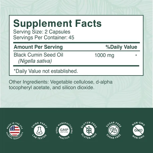 Vista 7 de PurePremium Aceite de semilla negra de 500 mg – Semillas orgánicas de Nigella Sativa – Extracto de aceite de semilla de comino negro prensado