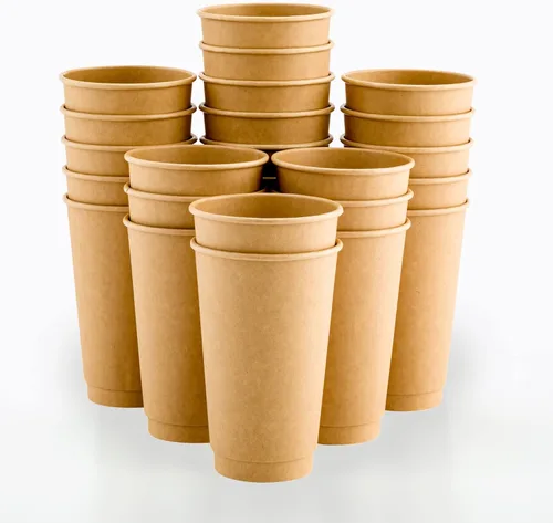 Vista 27 de Restaurantware Tazas de café de papel de 8 onzas, 25 vasos de papel desechables de doble pared, a prueba de fugas, reciclables, vasos calientes