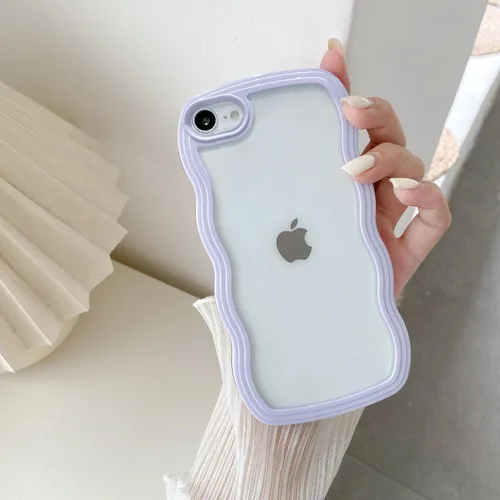 Vista 53 de QLTYPRI Funda compatible con iPhone 7/8/SE, bonita funda transparente con marco ondulado rizado para niñas y mujeres, funda protectora de TPU