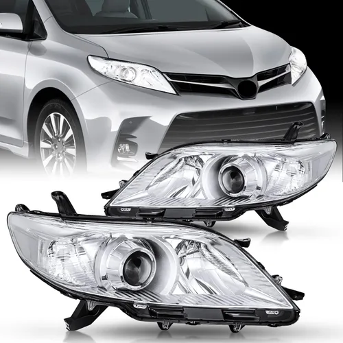 Vista 13 de Nilight - Conjunto de faros delanteros compatibles con Toyota Sienna 2004 2005. Carcasa negra, reflector ámbar, lente transparente mejorada, faros