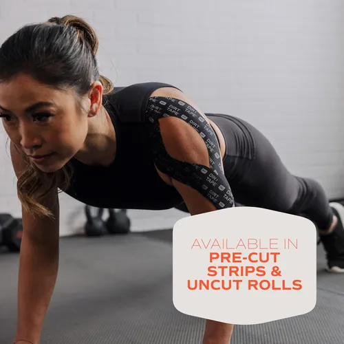 Vista 5 de Cinta de kinesiología atlética precortada, alivio del dolor muscular y soporte articular, algodón elástico de alta calidad, sin látex, resistente