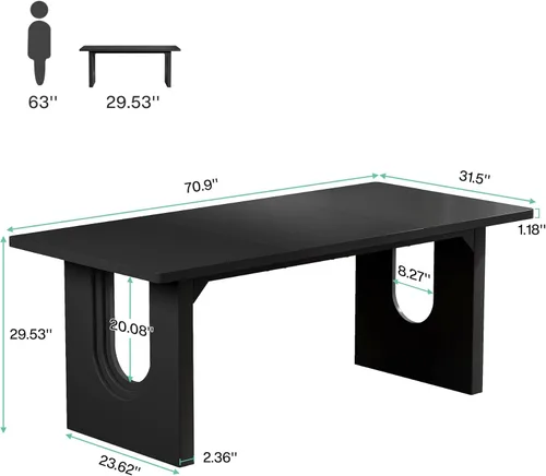 Vista 2 de Tribesigns Escritorio ejecutivo moderno, escritorio grande de computadora de oficina de 70.9 pulgadas, mesa de conferencias, mesa de sala