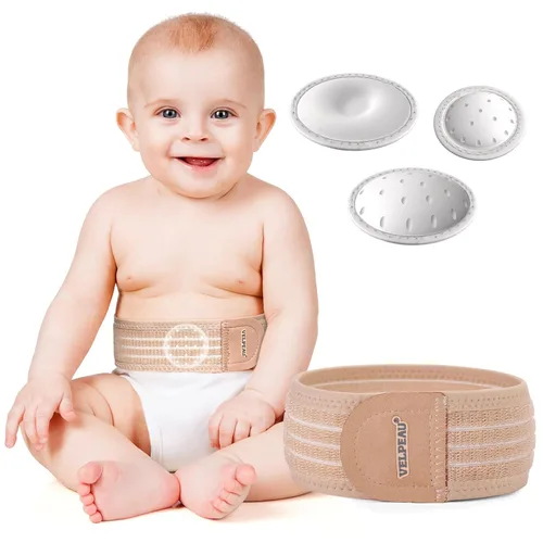 Velpeau Cinturón de hernia umbilical para bebé recién nacido, con 3 almohadillas de compresión de diferentes formas, banda de ombligo para ombligo,