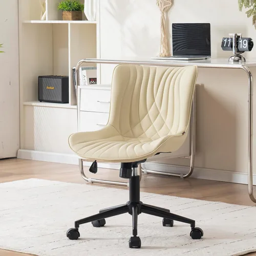 Vista 26 de YOUNIKE Silla de oficina, silla de escritorio sin brazos con ruedas, sillas giratorias ajustables para computadora de oficina en casa, silla