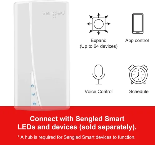 Vista 11 de Sengled Smart Home Hub Z01-hub, bombillas inteligentes Zigbee Smart Products usadas, compatibles con Alexa, Google Assistance, blanco, 1 paquete